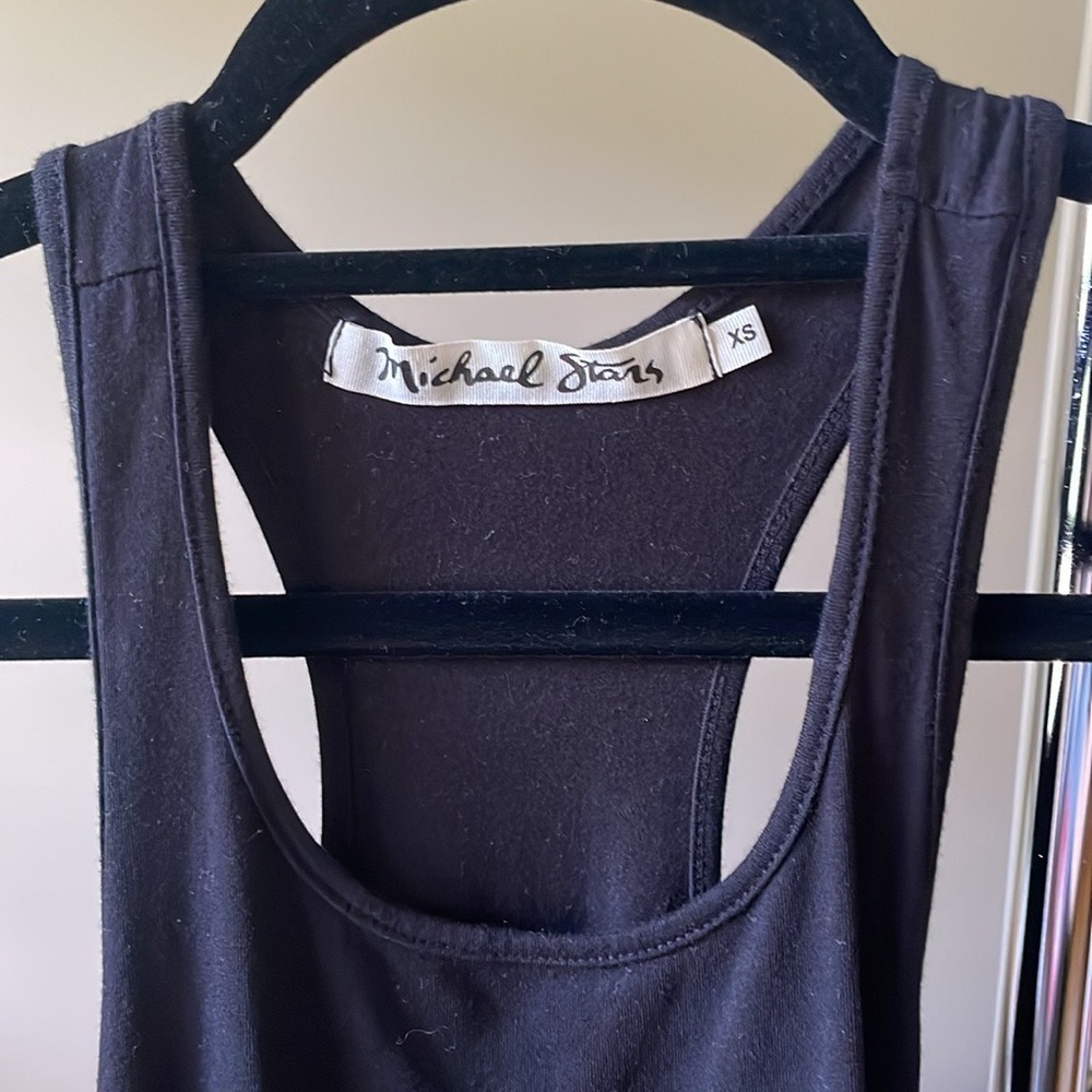 Michael Stars Ruched Racerback Dress, Black - Picture 3 of 3